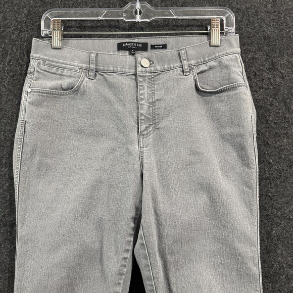 Lafayette 148 Pants Womens 6 Gray Mercer Slim Straight Stretch Denim Jeans - Picture 2 of 10